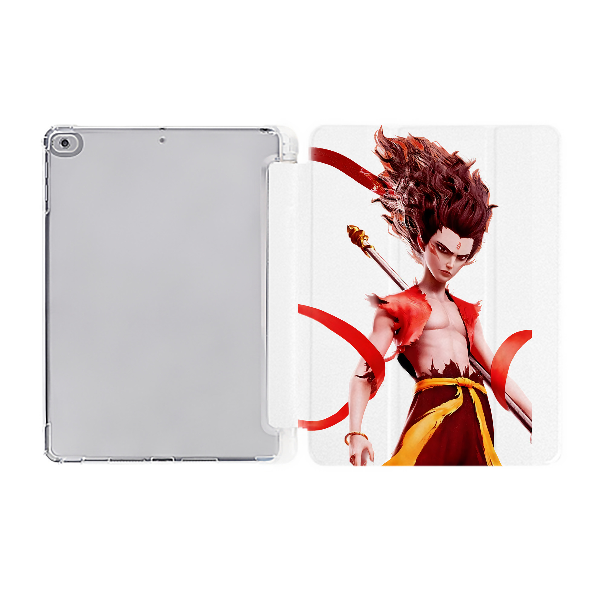 （画像用） Ne Zha 2 ナタ 魔童の大暴れ IPad ケース ペン収納付き 三つ折りスタンド PUレザー×シリコン 対応機種9.5/10.5/10.9インチ